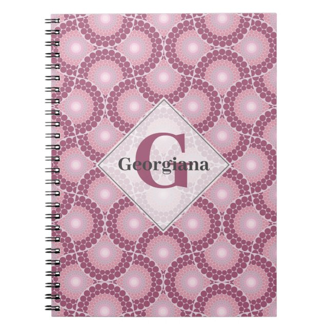 Caderno Espiral Nome Personalizado 1920 Dot RADIANTE Dusky Rosa Do (Frente)