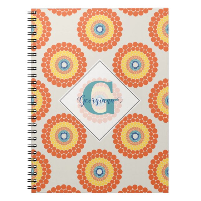 Caderno Espiral Nome Personalizado Aegean Summer Radiant Dot Manda (Frente)