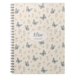 Caderno Espiral Nome Personalizado Arco Borboleta Azul Presente Fl