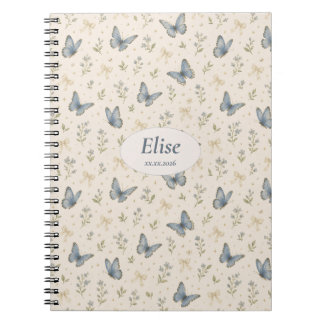 Caderno Espiral Nome Personalizado Arco Borboleta Azul Presente Fl