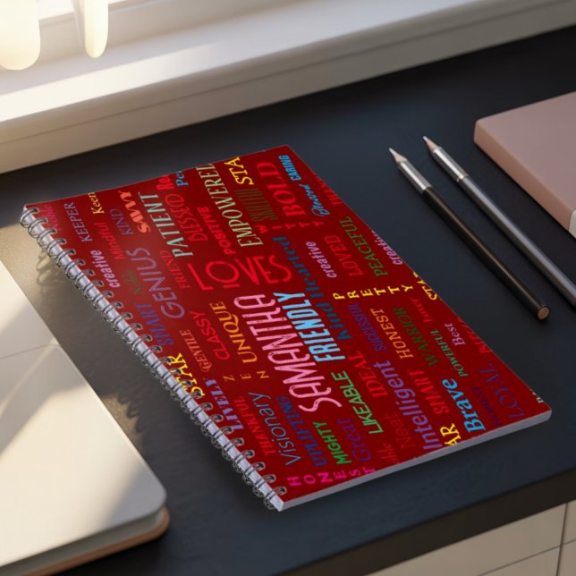 Caderno Espiral Nome Personalizado Arte Moderna do Word Adiciona S (Criador carregado)