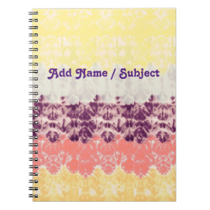 Caderno Espiral Nome Personalizado/Assunto Boho Hippie Tiedye Scho