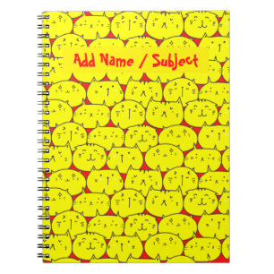 Caderno Espiral Nome Personalizado/Assunto Divertido Gatos Desenho