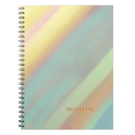 Caderno Espiral Nome Personalizado Azul Verde Praia Costeira 