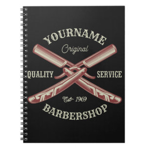 Caderno Espiral NOME Personalizado Barber Hetero Razor Barbershop