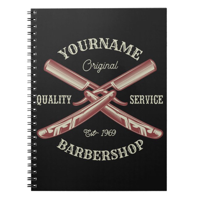 Caderno Espiral NOME Personalizado Barber Hetero Razor Barbershop (Frente)