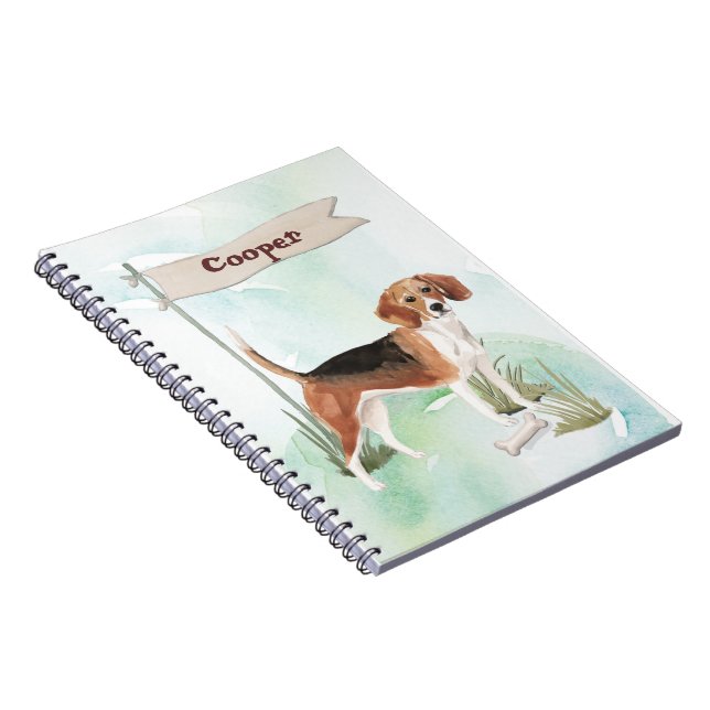 Caderno Espiral Nome personalizado Beagle Pet Dog (Lado Direito)