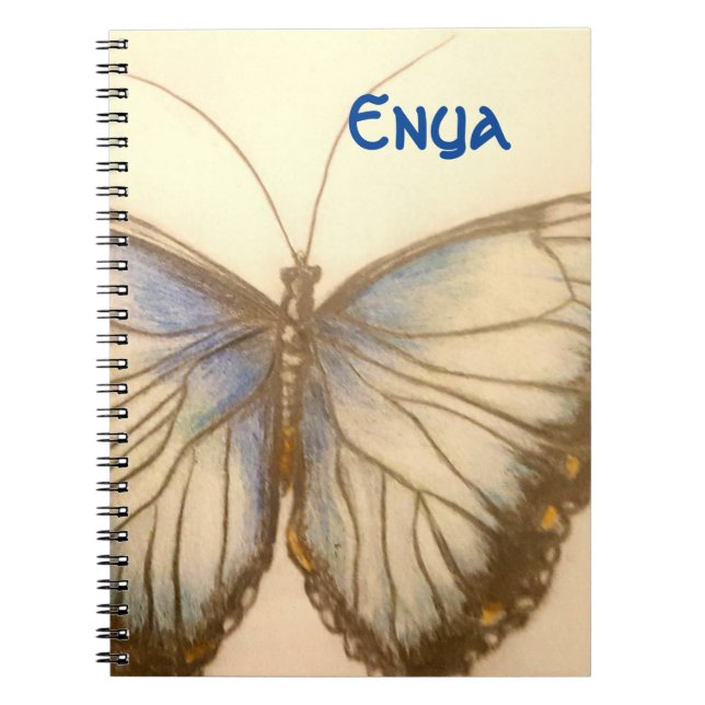 Caderno Espiral Nome personalizado Bela borboleta Notebook (Frente)