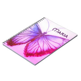 Caderno Espiral Nome personalizado Bela borboleta Notebook
