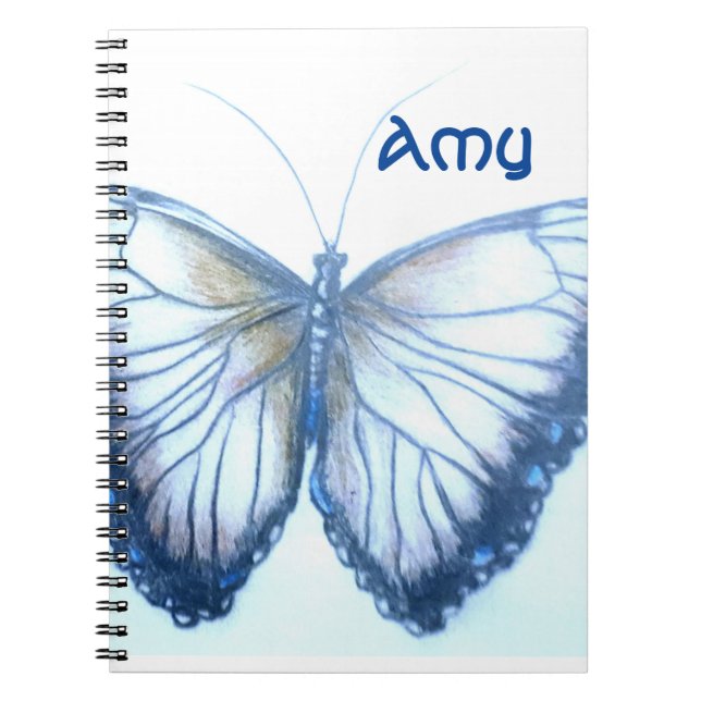 Caderno Espiral Nome personalizado Bela borboleta Notebook (Frente)