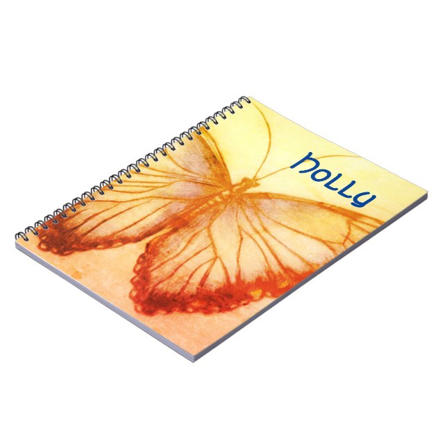 Caderno Espiral Nome personalizado Bela borboleta Notebook (Left Side)