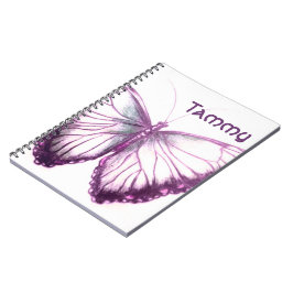 Caderno Espiral Nome personalizado Bela borboleta Notebook