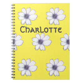 Caderno Espiral Nome personalizado Bela design do Flor Notebook