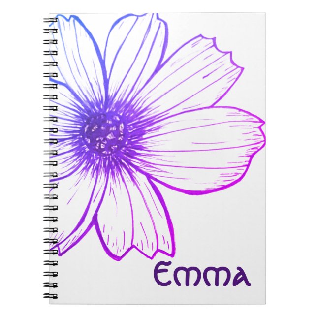 Caderno Espiral Nome personalizado Bela design do Flor Notebook (Frente)