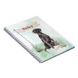 Caderno Espiral Nome personalizado Black Lab Pet Dog