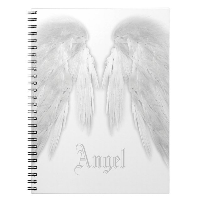 Caderno Espiral Nome Personalizado Branco do ANGEL WINGS (Frente)