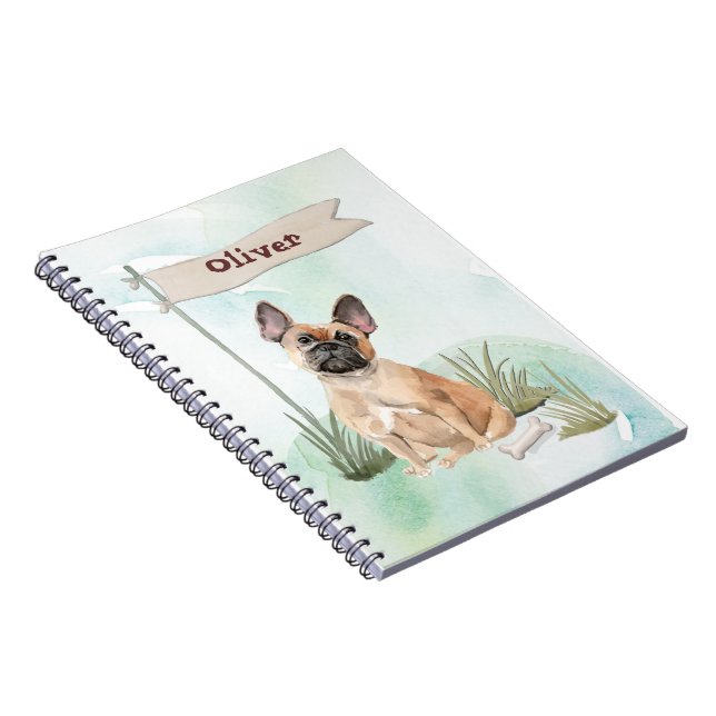 Caderno Espiral Nome Personalizado Cão-de-Pé-Bulgue Francês (Lado Direito)