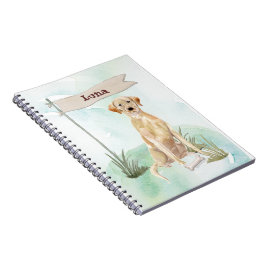 Caderno Espiral Nome personalizado Cão de Pet Amarelo do Laboratór