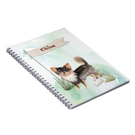 Caderno Espiral Nome Personalizado Cão-Pet Chihuahua de Longa Cabe
