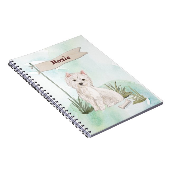 Caderno Espiral Nome Personalizado Cão Pet Westie (Lado Direito)