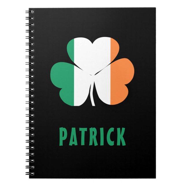Caderno Espiral Nome Personalizado Celtic Ireland Shamrock Irish F (Frente)