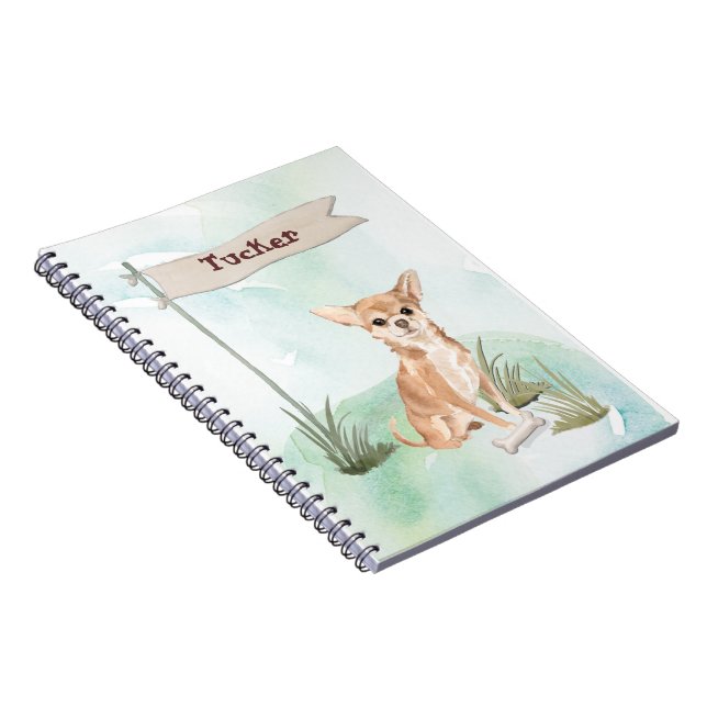 Caderno Espiral Nome Personalizado Chihuahua Pet Dog (Lado Direito)