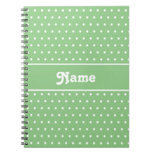 Caderno Espiral Nome Personalizado Clássico do Bolinhas Verde e Br