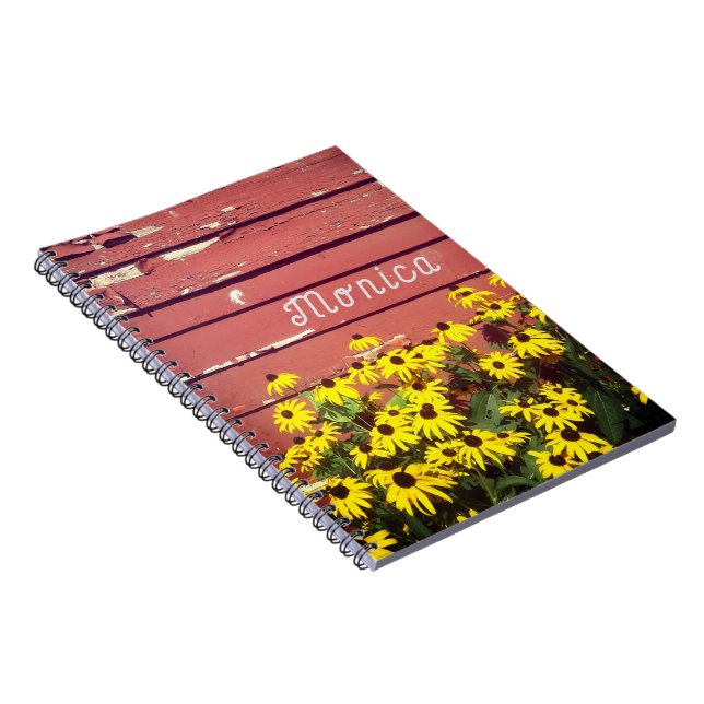 Caderno Espiral Nome Personalizado com Nota sobre Madeira e Flores (Lado Direito)