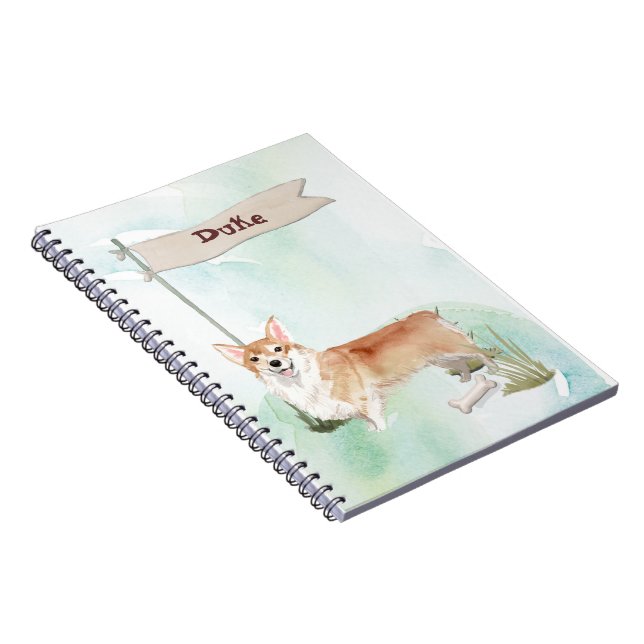 Caderno Espiral Nome Personalizado Corgi Pet Dog (Lado Direito)