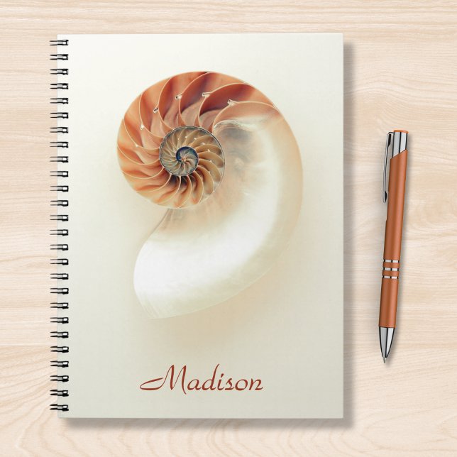 Caderno Espiral Nome Personalizado da Célula Marinha Chic Minimali (Criador carregado)