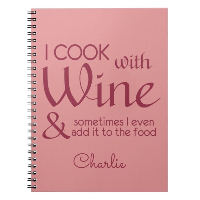 Caderno Espiral Nome personalizado da Cotação de Vinho (Frente)