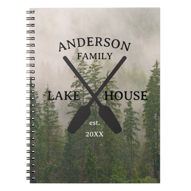 Caderno Espiral Nome Personalizado da Família Lake House (Frente)