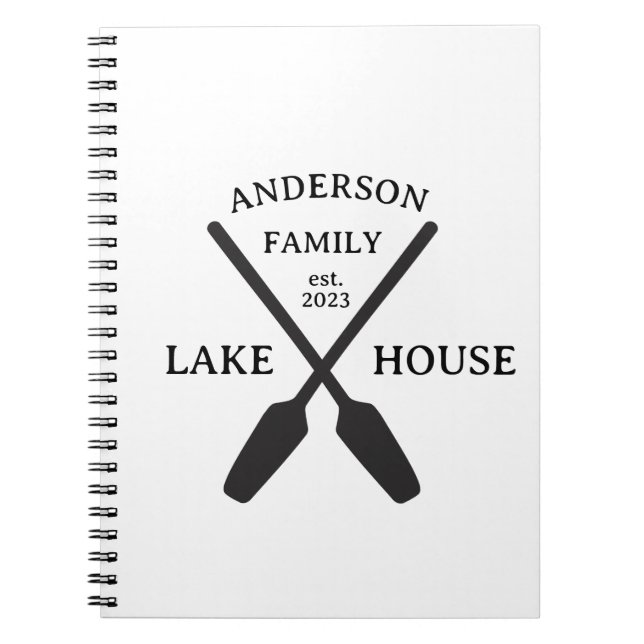 Caderno Espiral Nome Personalizado da Família Lake House (Frente)