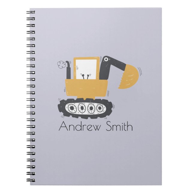 Caderno Espiral Nome Personalizado da Ilustração do Escavador de C (Frente)