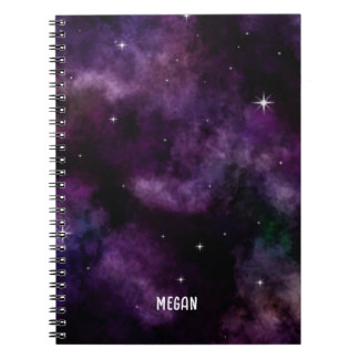 Caderno Espiral Nome Personalizado da Nebulosa da Galáxia Roxa Mod