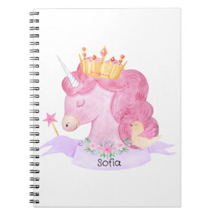 Caderno Espiral Nome Personalizado da Princesa 👑 Cute Unicorn
