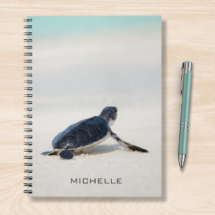 Caderno Espiral Nome Personalizado da Turtle Beach Journey Nature