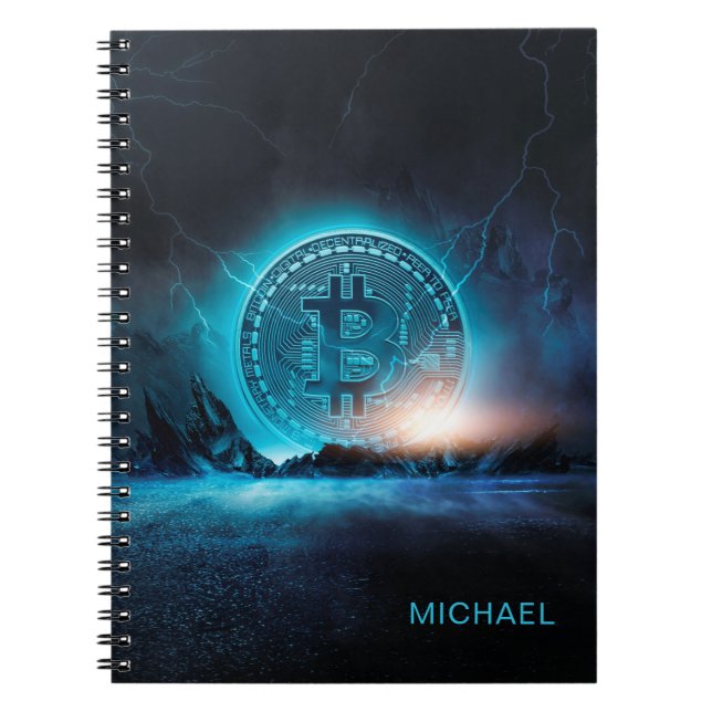 Caderno Espiral Nome Personalizado de Bitcoin Landing Crypto BTC (Frente)