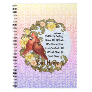 Caderno Espiral Nome personalizado de Christian Cardinals Faith