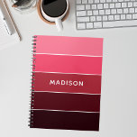 Caderno Espiral Nome Personalizado de Colorção de Pinks Coloridos<br><div class="desc">Este design colorido e moderno apresenta um padrão de blocos coloridos em rosa e ameixa com seu nome personalizado #notebooks #papelaria personalizada #talento personalizado</div>