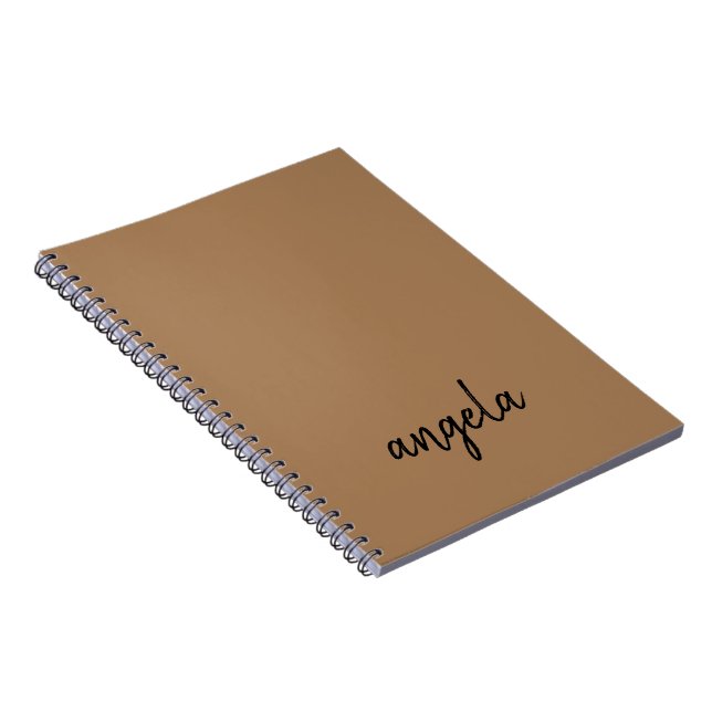 Caderno Espiral Nome personalizado de na moda castanho moderno (Lado Direito)