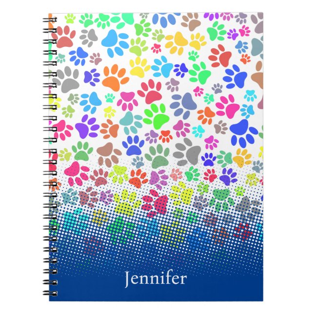 Caderno Espiral Nome Personalizado de Padrão de Puppy Puppy (Frente)