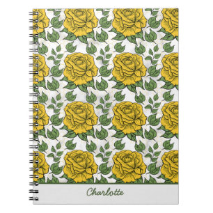 Caderno Espiral Nome personalizado de padrão uniforme floral amare