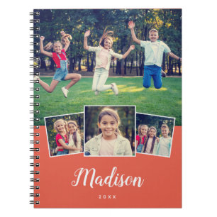 Caderno Espiral Nome Personalizado de Script Moderno, Colagem de F