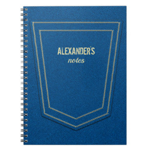 Caderno Espiral Nome Personalizado de Textura de Jeans de Negação 