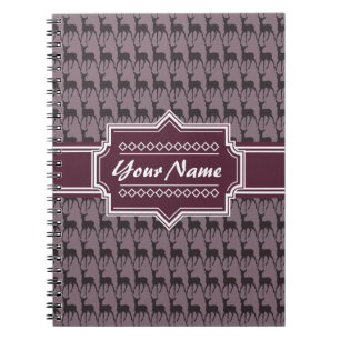 Caderno Espiral Nome Personalizado de Veado Violeta Roxo   #V1