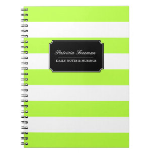 Caderno Espiral Nome Personalizado de Verde limão Vibrante e List