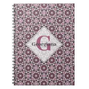 Caderno Espiral Nome personalizado Deco Dusky Rosa Cherry Blossom 