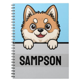 Caderno Espiral Nome Personalizado do Akita Inu Personalizado Text