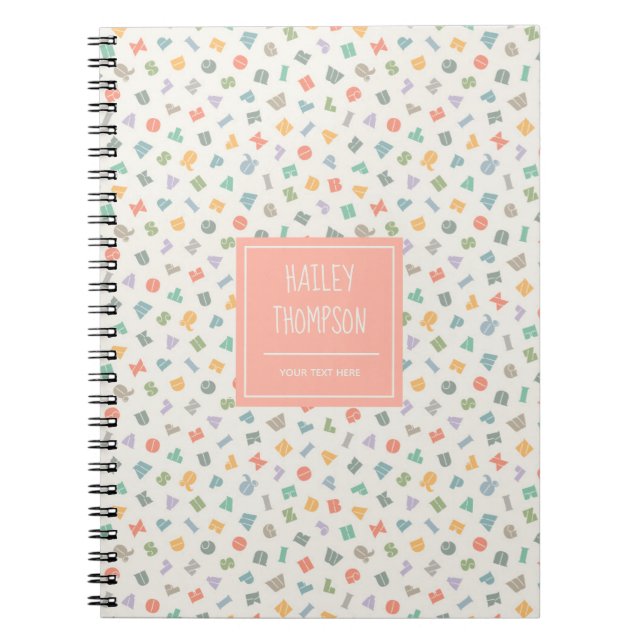 Caderno Espiral Nome Personalizado do Alfabeto ABC (Frente)